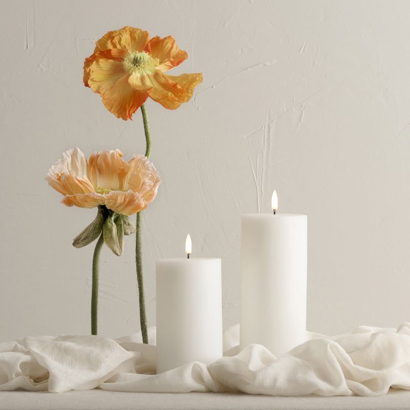 CANDLE FLAMELESS PILLAR 7.8X15CM WHITE