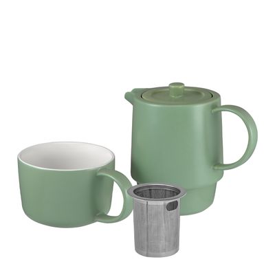 TEA FOR ONE W/INFUSER SEAFOAM 450ML, M&W CAFE LIFE