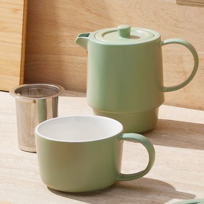 TEA FOR ONE W/INFUSER SEAFOAM 450ML, M&W CAFE LIFE