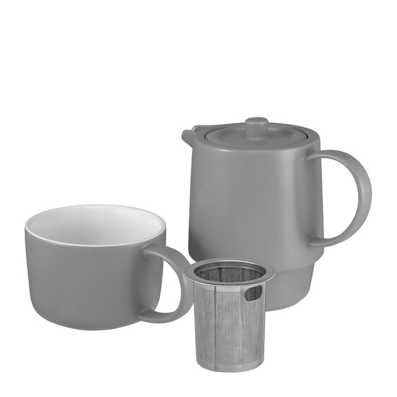 TEA FOR ONE W/INFUSER GREY 450ML, M&W CAFE LIFE