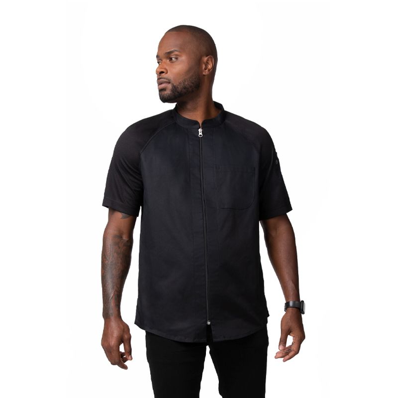 CHEF JACKET BLK ZIPPER L, ARCADIA