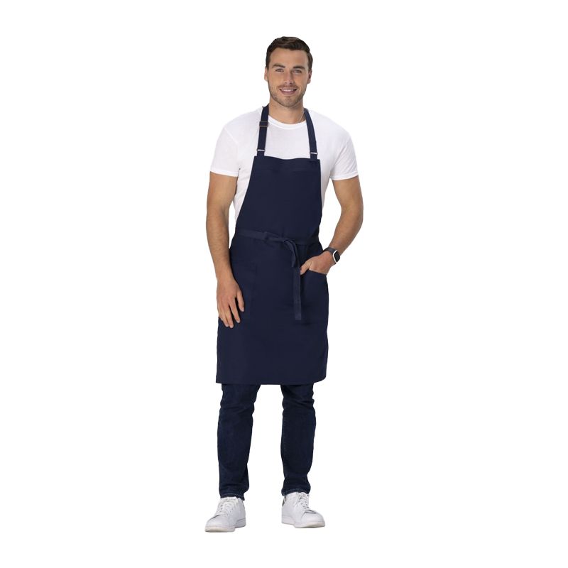 APRON BIB CANVAS NAVY, LOCKHARTE