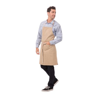 APRON BIB NATURAL DENIM, AUSTIN