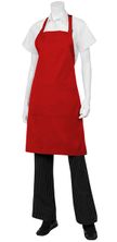 APRON BIB W/POCKET RED P/COTTON