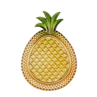 GLASS SERVING PLATE 20.5X14.5X2CM, PINEAPPLE