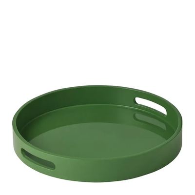 TRAY WOODEN ROUND GREEN 35X5CM, LUCIA