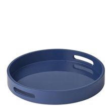 TRAY WOODEN ROUND NAVY 35X5CM, LUCIA