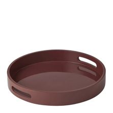 TRAY WOODEN ROUND DK RED 35X5CM, LUCIA