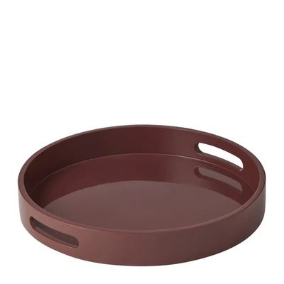 TRAY WOODEN ROUND DK RED 35X5CM, LUCIA