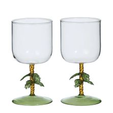 WINE GLASS PALM TREE SET-2 8X18CM