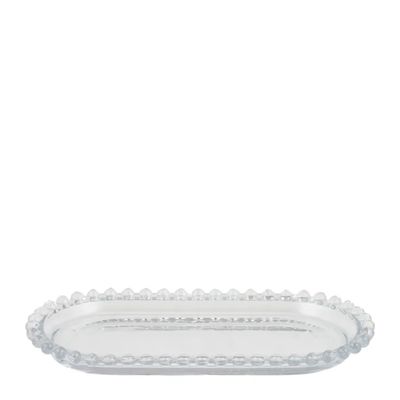 GLASS OVAL PLATTER 25X13X2CM CLEAR MAYA