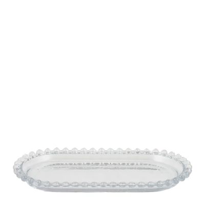 GLASS OVAL PLATTER 25X13X2CM CLEAR MAYA