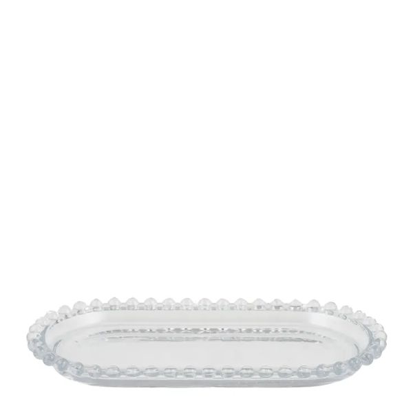 GLASS OVAL PLATTER 25X13X2CM CLEAR MAYA