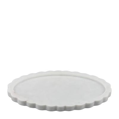 MARBLE TRAY ROUND 20X30CM WHITE FLORENCE