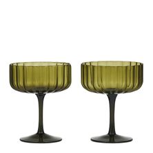 GLASS COUPE SET-2 OLIVE, HAZEL