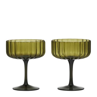 GLASS COUPE SET-2 OLIVE, HAZEL