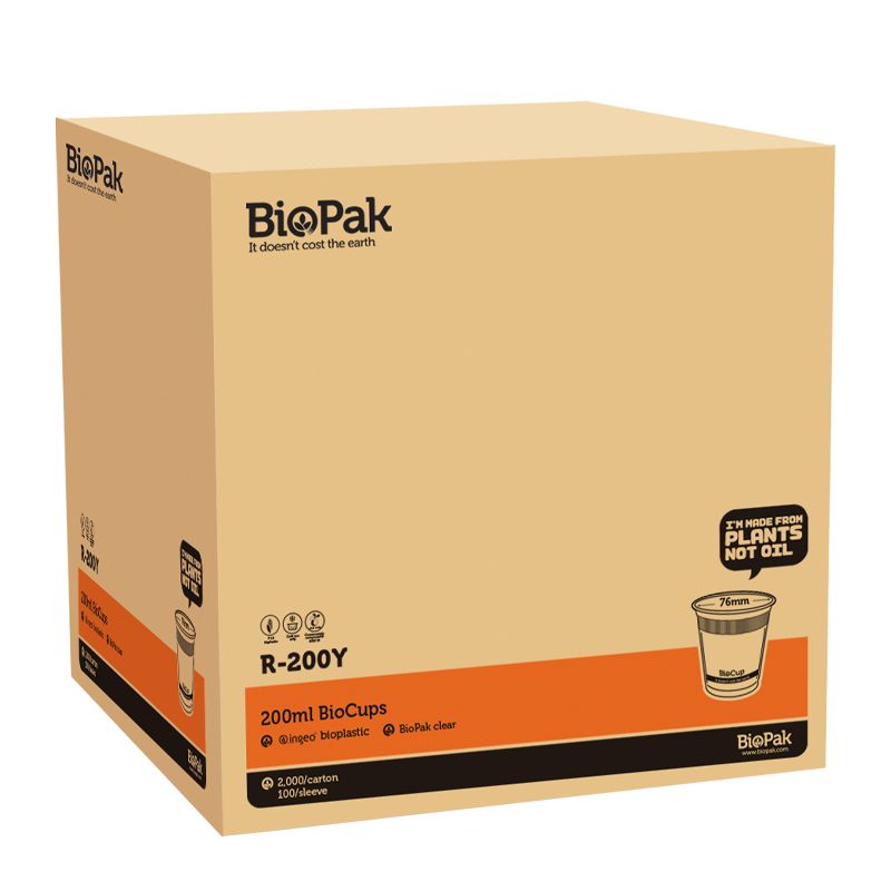 COLD CUP CLEAR PLA 200ML, BIOPAK 2000CTN