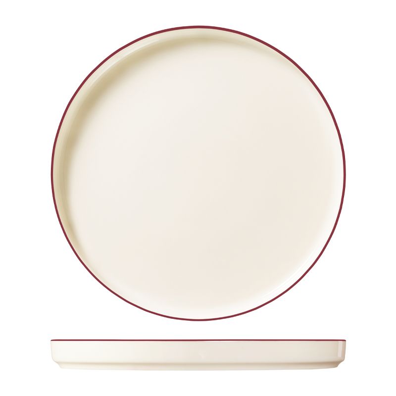 PLATE WALLED 25.5CM MOD MAROON, ID FINE