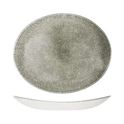 PLATE OVAL BLUE 270X229MM, C/HILL RAKU