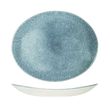 PLATE OVAL BLUE 317X255MM, C/HILL RAKU