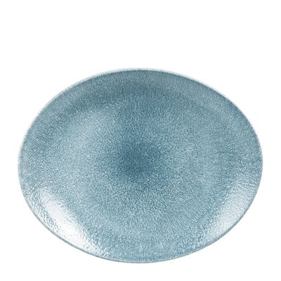 PLATE OVAL BLUE 270X229MM, C/HILL RAKU