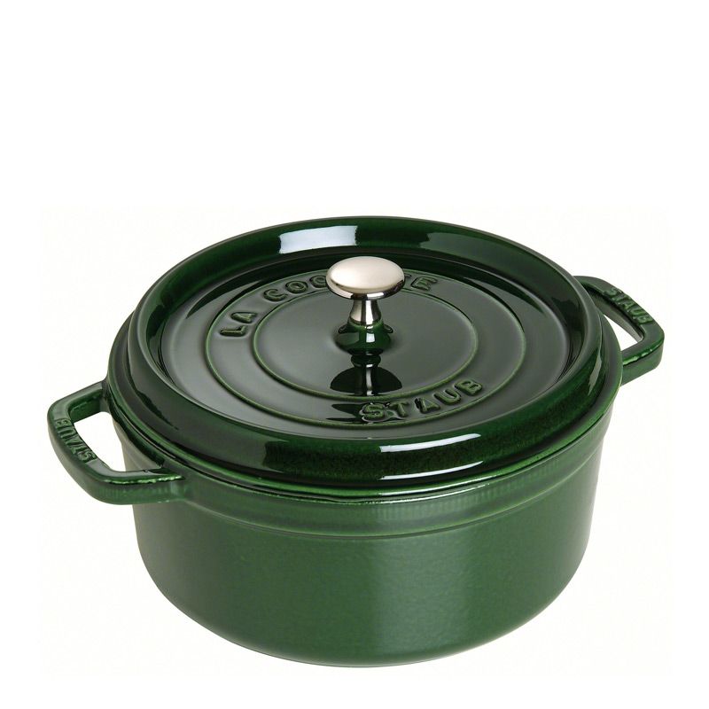 COCOTTE ROUND BASIL GREEN 24CM, STAUB