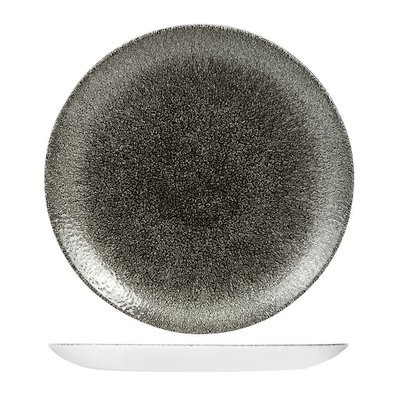 PLATE COUPE BLACK 165MM, CHURCHILL RAKU