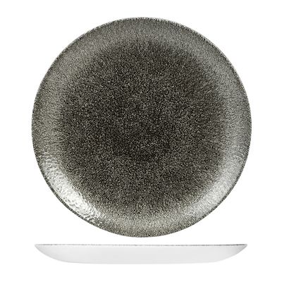 PLATE COUPE BLACK 217MM, CHURCHILL RAKU