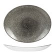 PLATE COUPE OVAL BLACK 270X229MM, C/HILL RAKU