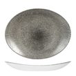 PLATE COUPE OVAL BLACK 317X255MM, C/HILL RAKU