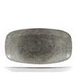 PLATE OBLONG BLACK 359X189MM, C/HILL RAKU