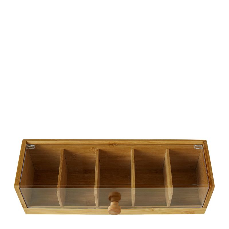 TEA BOX BAMBOO 36X13X10CM, LEAF & BEAN