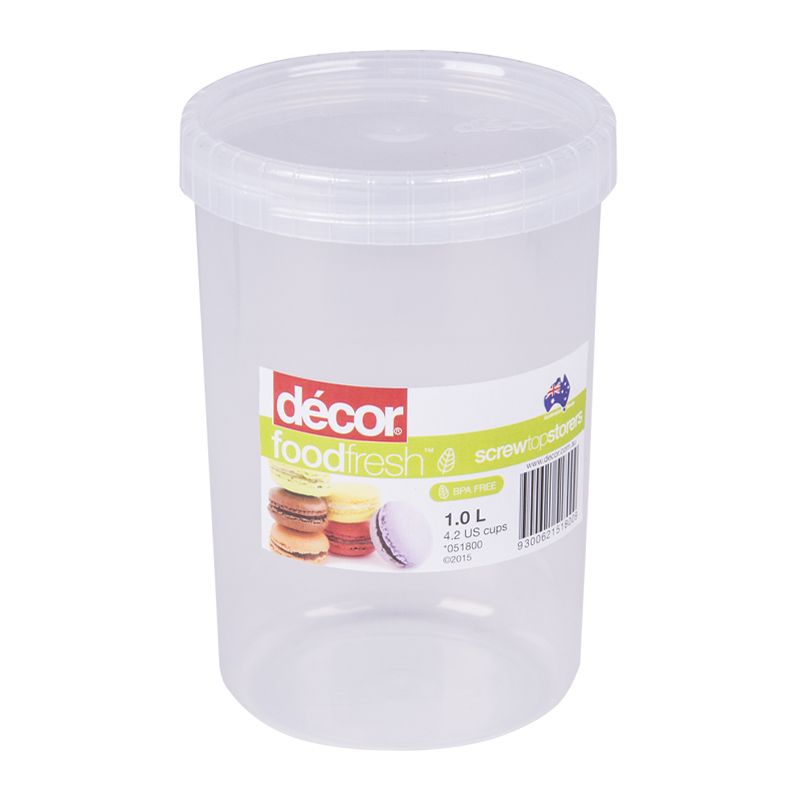 STORER ROUND 1LT SCREW TOP LID, DECOR