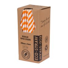 STRAW PAPER ORANGE/WHITE 205MM, 250PCES