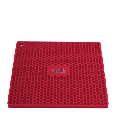 TRIVET SILICONE SQ 17.3X17.3CM RED