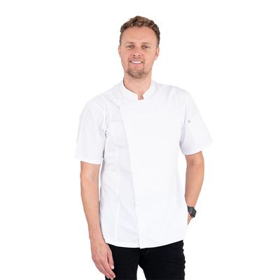 WHITE ZIPPER CHEF JACKET, ALEX