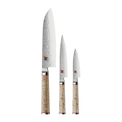 KNIFE SET OF 3 SANTOKU/SHOTOH BIRCHWOOD