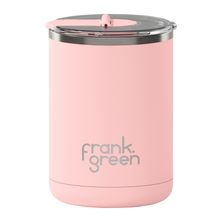 CUP REUSABLE CERAMIC HINGE LID BLUSH 12OZ, F/GREEN