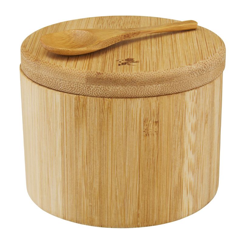 SALT BOX RND BAMBOO W SPOON