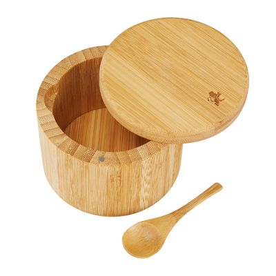 SALT BOX RND BAMBOO W SPOON