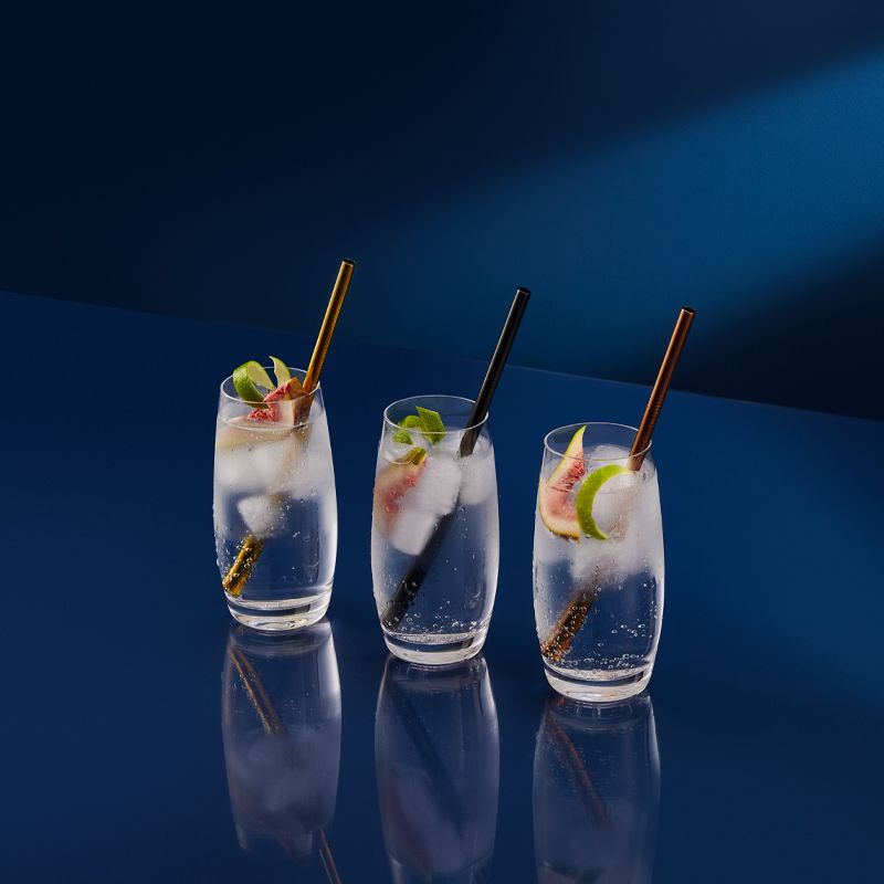 STRAWS S/S GOLD W/BRUSH 4PC, M&W