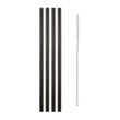 STRAWS S/S BLACK W/BRUSH 4PC, M&W