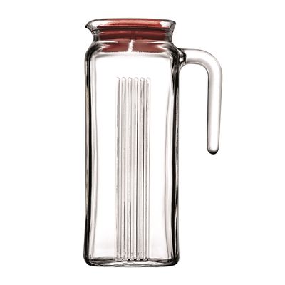 JUG GLASS W/RED LID 1LT, PASABAHCE