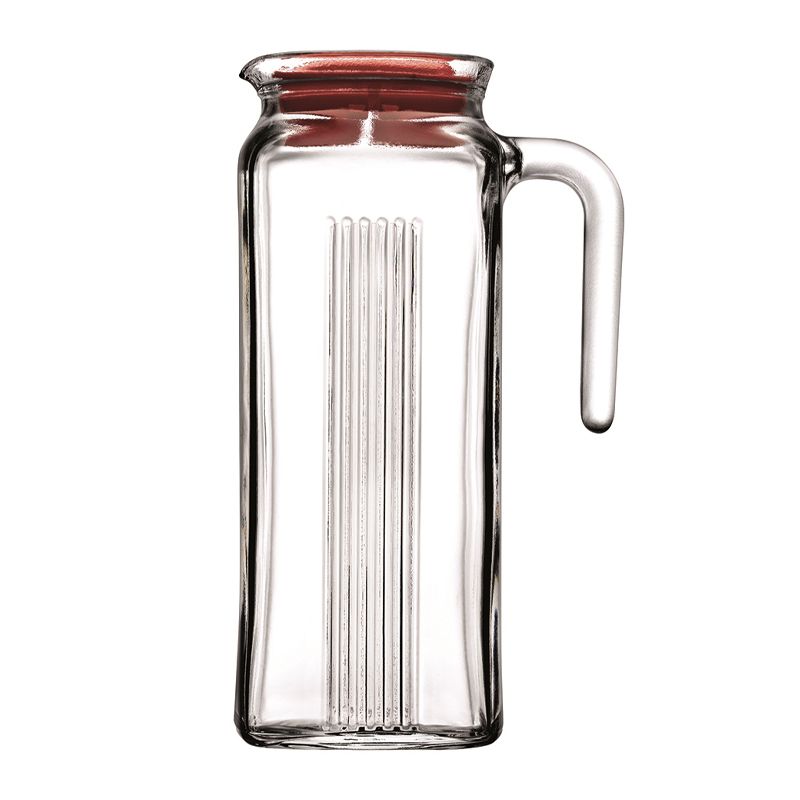JUG GLASS W/RED LID 1LT, PASABAHCE