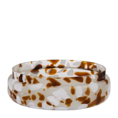 SERVING BOWL GLASS BRWN/WHT 33.5CM, MOSS