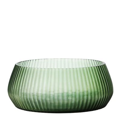 BOWL RIBBED GLASS GREEN 30X11CM, XAVIER