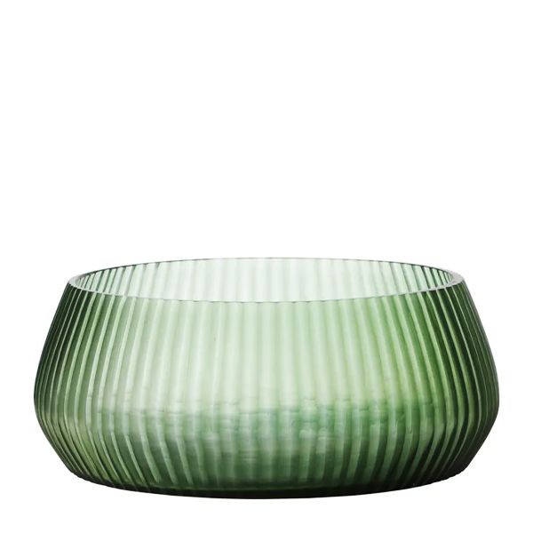 BOWL RIBBED GLASS GREEN 30X11CM, XAVIER
