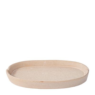 DISH SERVING OVAL STONE TAUPE 26X16X3CM