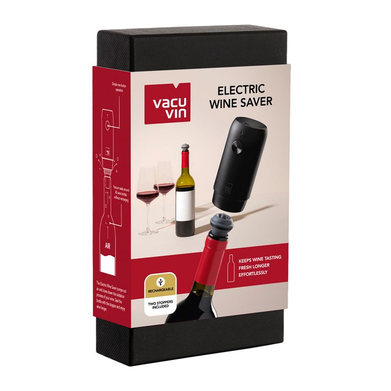 WINE SAVE PUMP ELECTRIC W/2 STOPPERS, VACUVIN