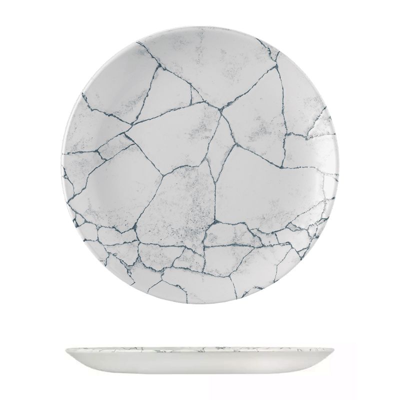 PLATE COUPE PEARL GREY 217MM, KINTSUGI